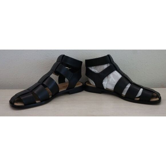 Free People x Sam Edelman Womens Sz 6M Black Leather Dawn Fisherman Sandals - Picture 2 of 13